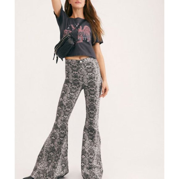 Free People Denim - Free People Black and Gray Flare Jeans
